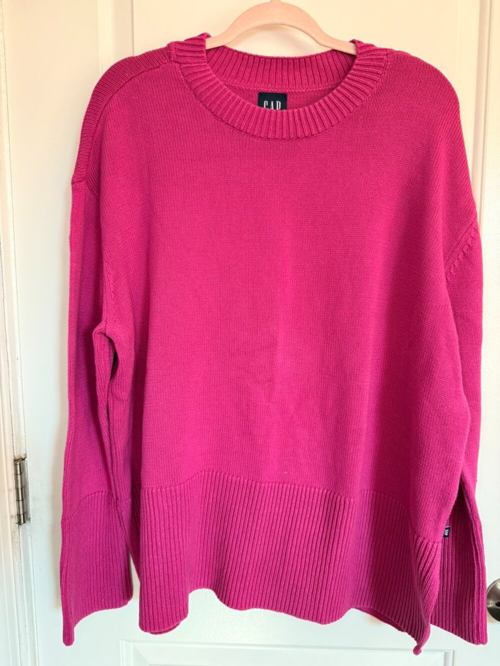 GAP Fuchsia 100% Cotton Crewneck Sweater Oversized Barbiecore